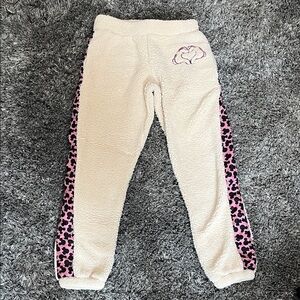 Disney Mickey Mouse Ladies Cozy Cream Joggers Pink Accents Size Small